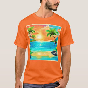 T-shirt Vue sur la plage Tropical Sunset Paradise