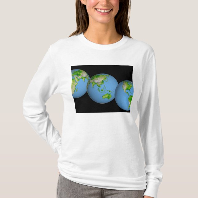 T-shirt Vue topographique du monde (Devant)