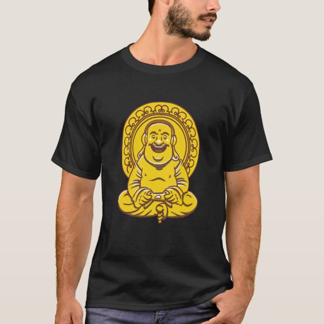 T-shirt VXL Buddha Monk Namaste Praying Pray Laugh Buddhis (Devant)