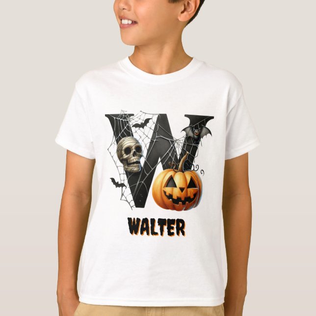 T-shirt W Trick or Treat Halloween initial (Devant)