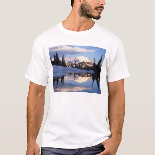 T-shirt WA, Mt Rainier NP, Mt Rainier et nuages (Devant)