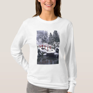T-shirt WA, Seattle, pont de Moon et étang après l'hiver