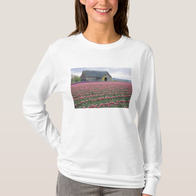 T-shirt WA, Skagit Valley, Tulip Field et Barn (Devant)