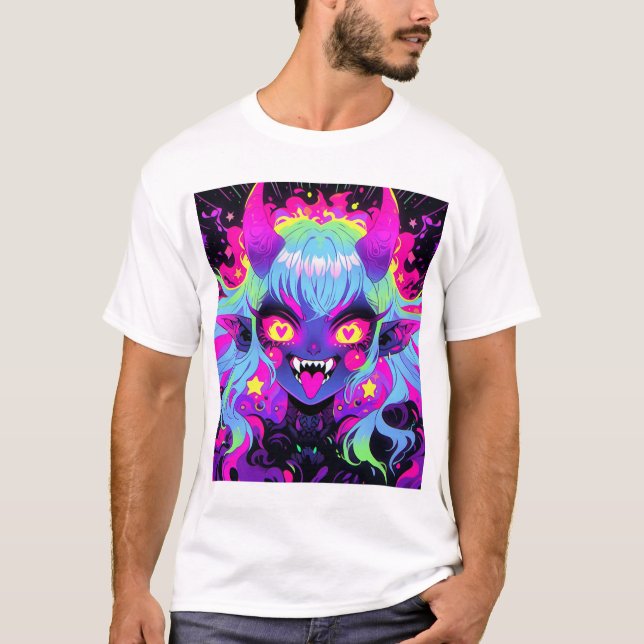 T-shirt Wacky Demon Elf Anime Girl Tongue Out (Devant)