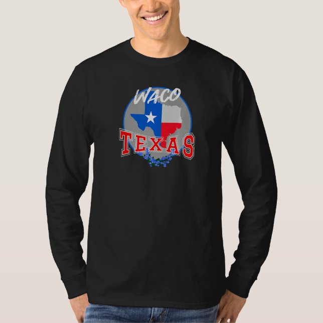T-shirt Waco Texas in Red White & Blue Bonnet Flower (Devant)