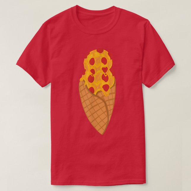 T-shirt Waffle Cone Cheesy Pepperoni Pizza Crème de glace  (Design devant)