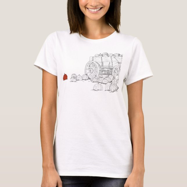 T-shirt Wagon de patchs citrouille (Devant)