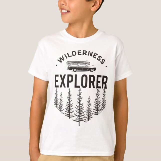 T-shirt Wagonnette d'exploration sauvage Canoë Arbres (Devant)