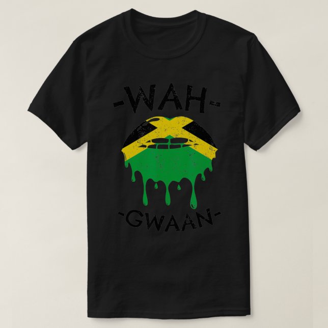 T-shirt Wah Gwaan mignon Design du drapeau jamaïcain (Design devant)