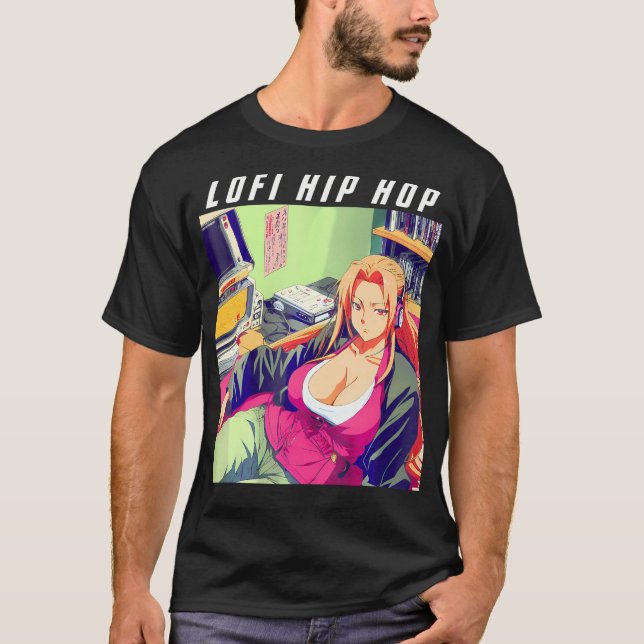 T-shirt Waifu Manga Anime Girl 90S Retro Lofi Hip hop (Devant)
