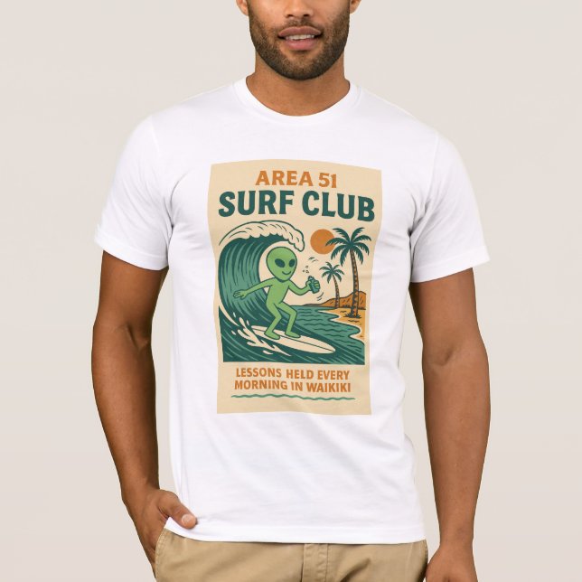 T-shirt Waikiki Area 51 Surf Club Roswell Aliens années 19 (Devant)