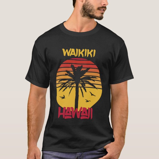 T-shirt Waikiki Beach Hawaii Vacation Ocean Surfing (Devant)