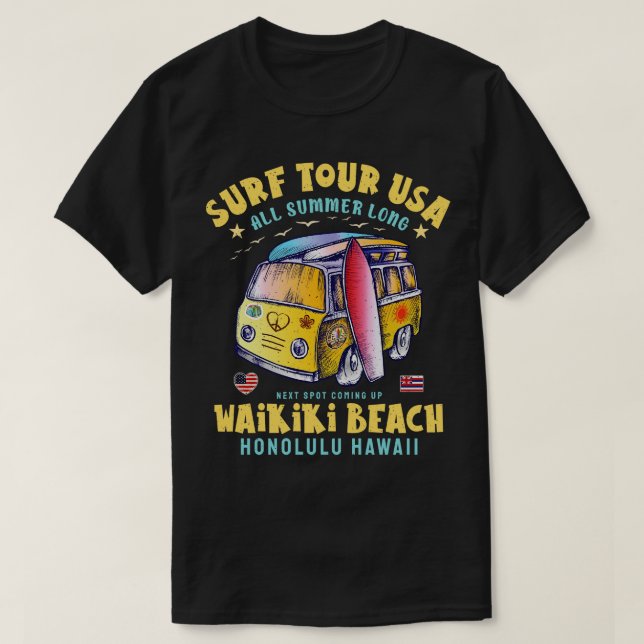 T-shirt Waikiki Beach Honolulu Hawaii (Design devant)