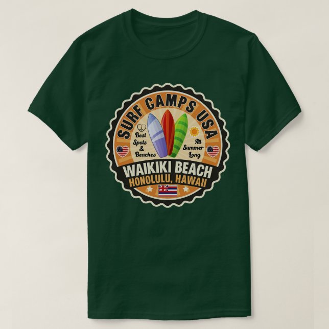 T-shirt Waikiki Beach Honolulu Hawaii 1 (Design devant)