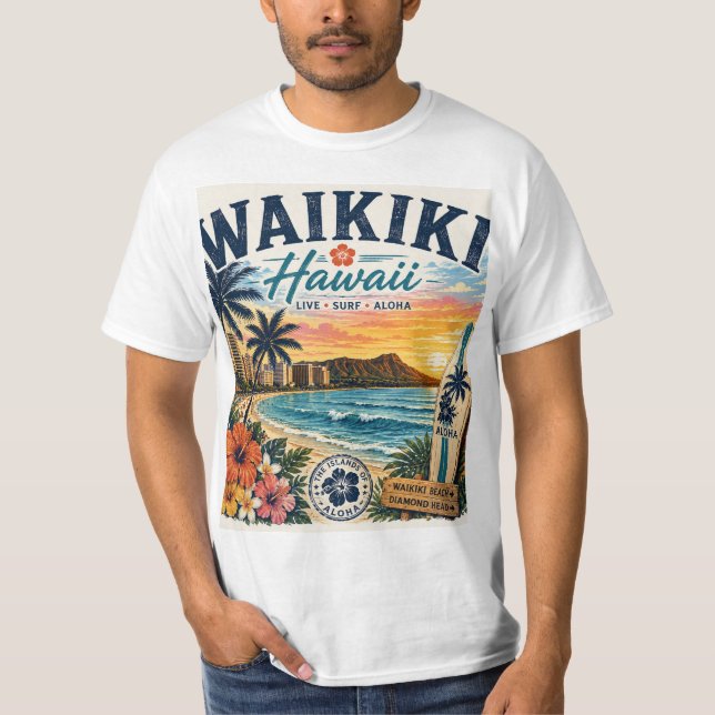 T-shirt Waikiki Hawaï (Devant)
