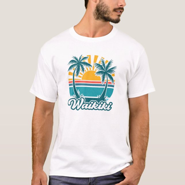 T-shirt Waikiki Hawaii HI Hawaii Palm Tree Beach Aloha V (Devant)