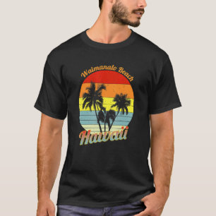 T-shirt Waimanalo Beach Hawaii Palmiers tropicaux rétro V