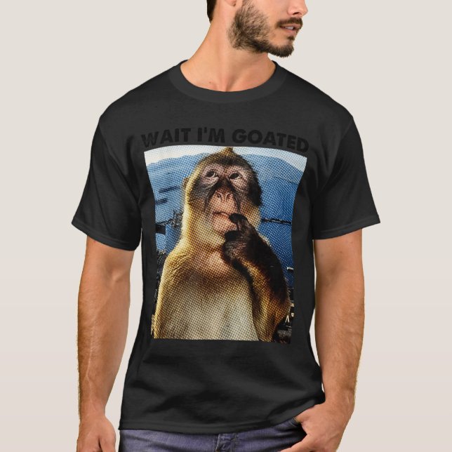 T-shirt Wait I'm Goated Y2k Funny Thinking Monkey Meme Bra (Devant)