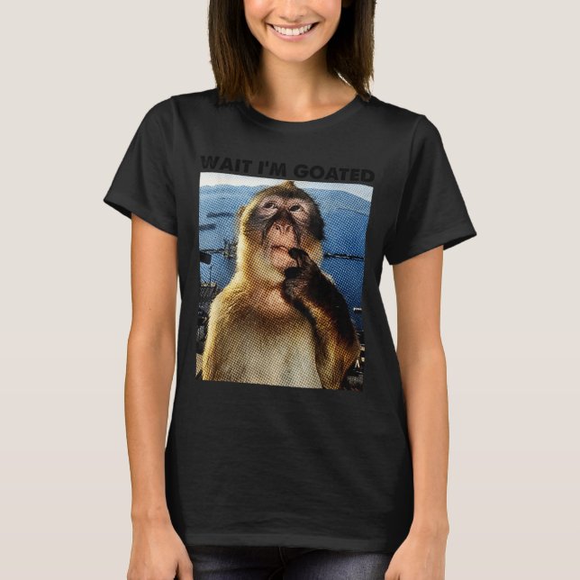 T-shirt Wait I'm Goated Y2k Funny Thinking Monkey Meme Bra (Devant)