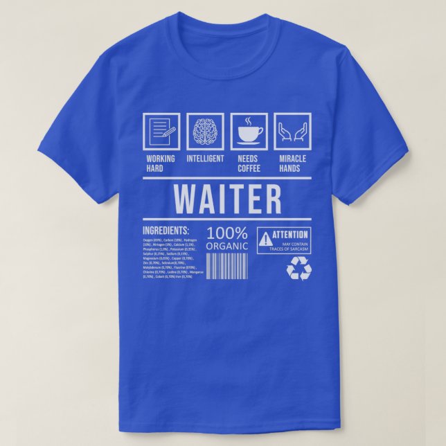 T-shirt Waiter Humor Restaurant Saying Graduation (Design devant)