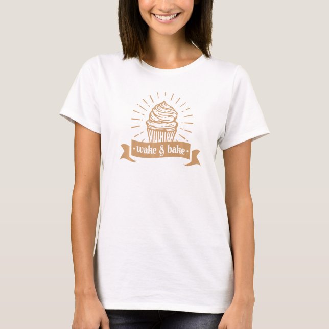 T-shirt Wake Bake Cupcake Baking Chef (Devant)