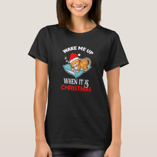 T-shirt Wake Me Up When It Is Christmas Cat  Santa Winter