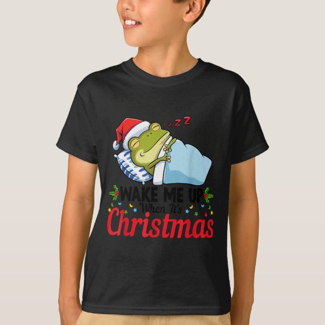 T-shirt Wake Me Up When It's Christmas Cute Frog Animal Sl (Devant)