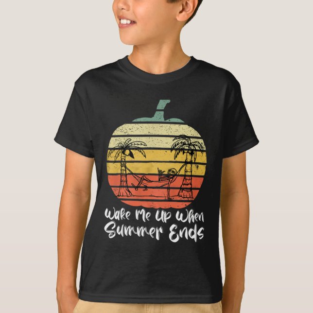 T-shirt Wake Me Up When Summer Ends Funny Skeleton Hallowe (Devant)