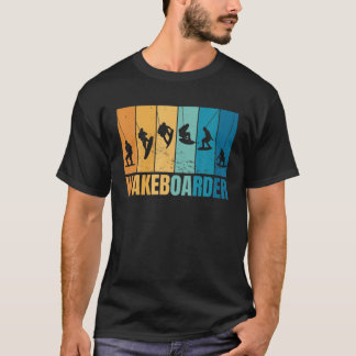 T-shirt Wakeboard Silhouette Cool Retro Vintage Sunset B