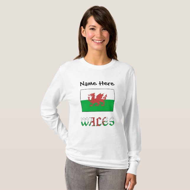 T-shirt Wales and Welsh Flag Personalized Women's  (Devant entier)