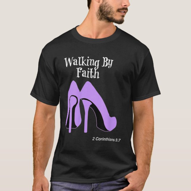 T-shirt Walk By Faith Graphic Christian Design With Purple (Devant)