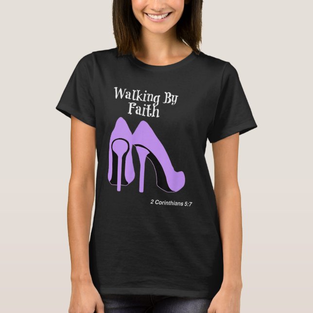 T-shirt Walk By Faith Graphic Christian Design With Purple (Devant)