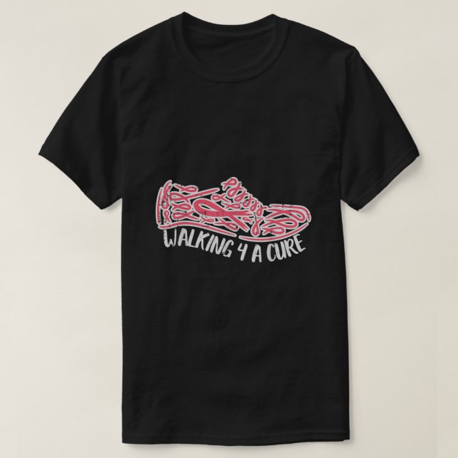 T-shirt Walking For A Cute Pink Running Shoe Breast Cancer (Design devant)