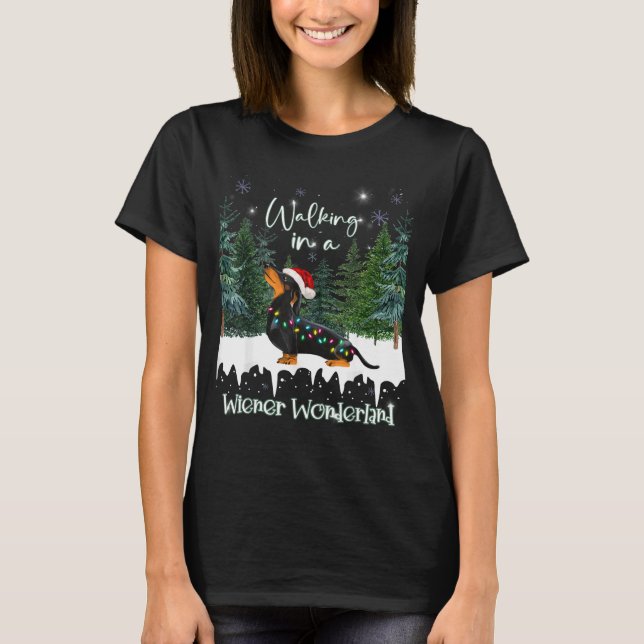 T-shirt Walking In A Wiener Wonderland Dachshund  (Devant)