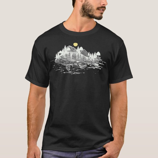 T-shirt Walleye Fish Surreal Mens Boys Cool Walleye Cadeau (Devant)