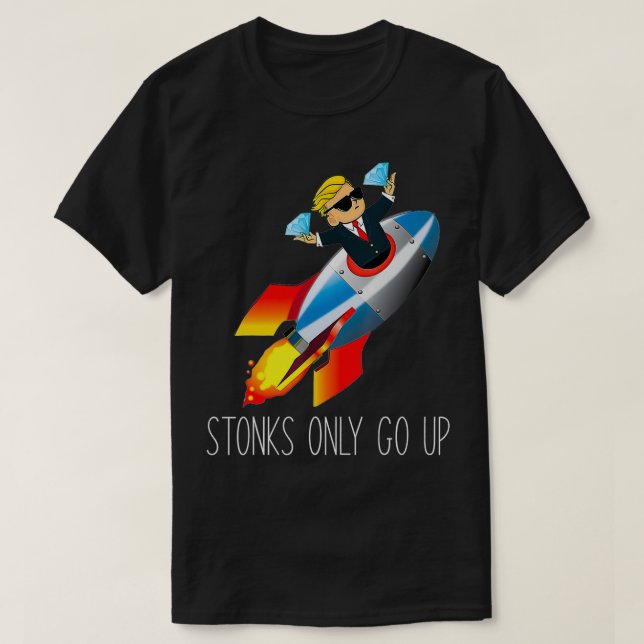 T-shirt WallStreetBets WSB Rocket Ship To Moon Stonks  (Design devant)