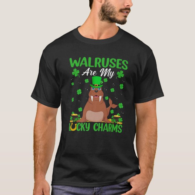T-shirt Walrus Are My Lucky Charms Walrus St. Patrick's (Devant)