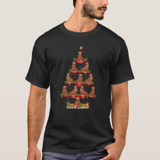 T-shirt Walrus  Xmas Holiday Santa Walrus Christmas Tree