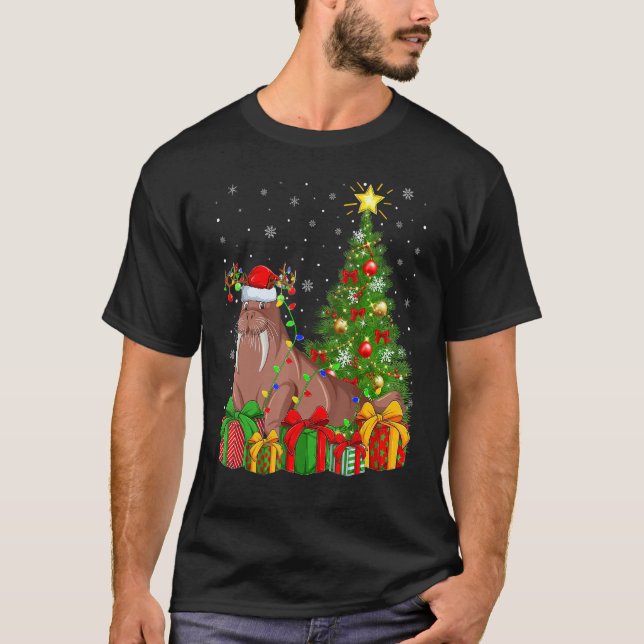 T-shirt Walrus   Xmas Holiday Santa Walrus Christmas Tree (Devant)