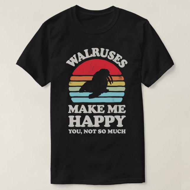 T-shirt Walruses me rendre heureux Sunset Retro pour homme (Design devant)