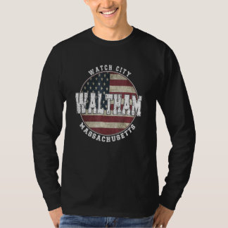 T-shirt Waltham Massachusetts, Vintage American flag