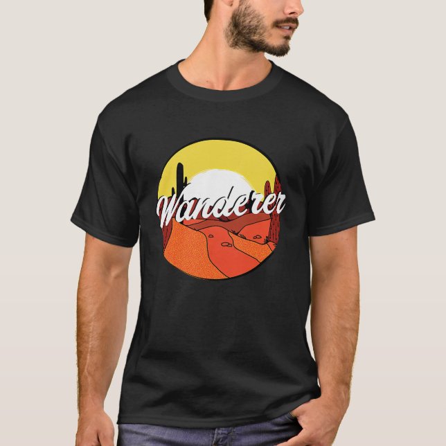T-shirt Wanderer Boho Retro Southwest Desert Cactus (Devant)