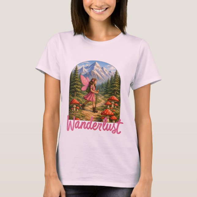 T-shirt Wanderlust Mountain Fairy Hiker Fairycore Mushroom (Devant)