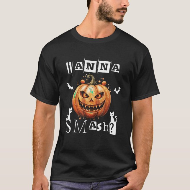 T-shirt Wanna Smash Citrouille Effrayant Halloween 2023 Co (Devant)