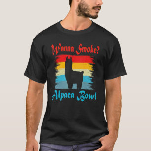 T-shirt Wanna Smoke Alpaca Bowl Vintage Lama Retro Alpaca