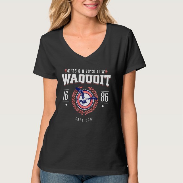 T-shirt Waquoit Massachusetts Cap Cod MA Plage Na (Devant)