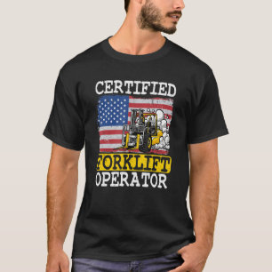 T-shirt Warehouse American Flag Forklift Certified Forklif