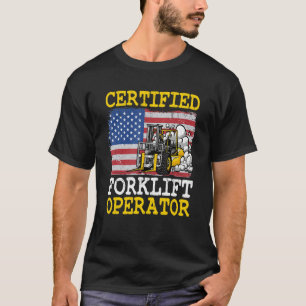 T-shirt Warehouse American Flag Forklift Certified Forklif