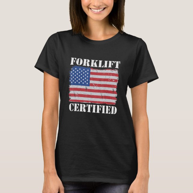 T-shirt Warehouse American Flag Forklift Operator Forklift (Devant)