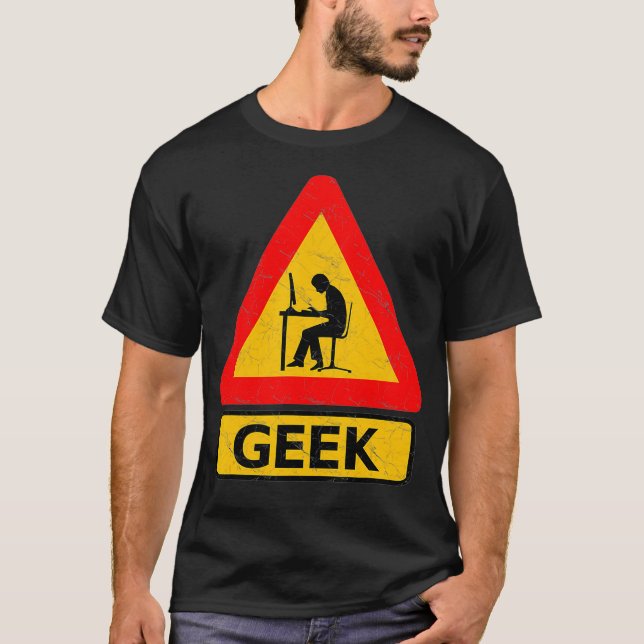 T-shirt Warning Geek Computer Science Nerd Funny Street Ro (Devant)